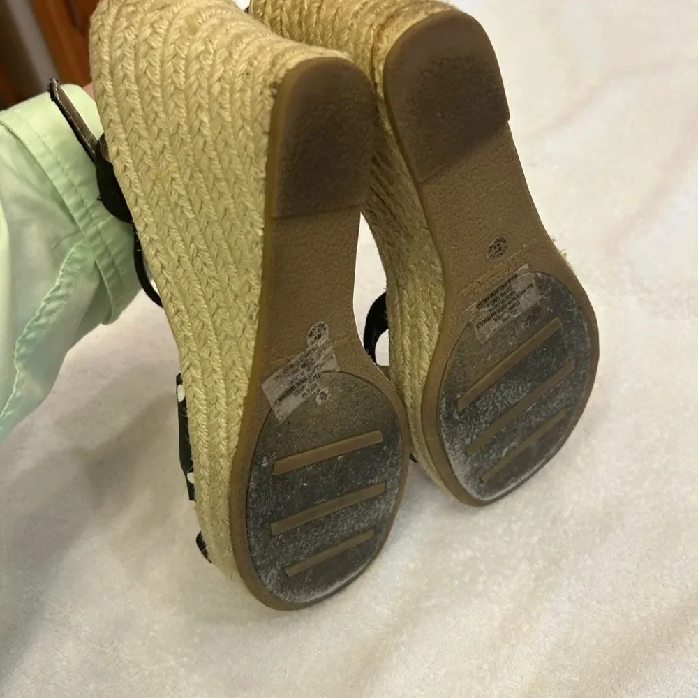 Arizona Jean Company Black and White Espadrilles with Bow Detail